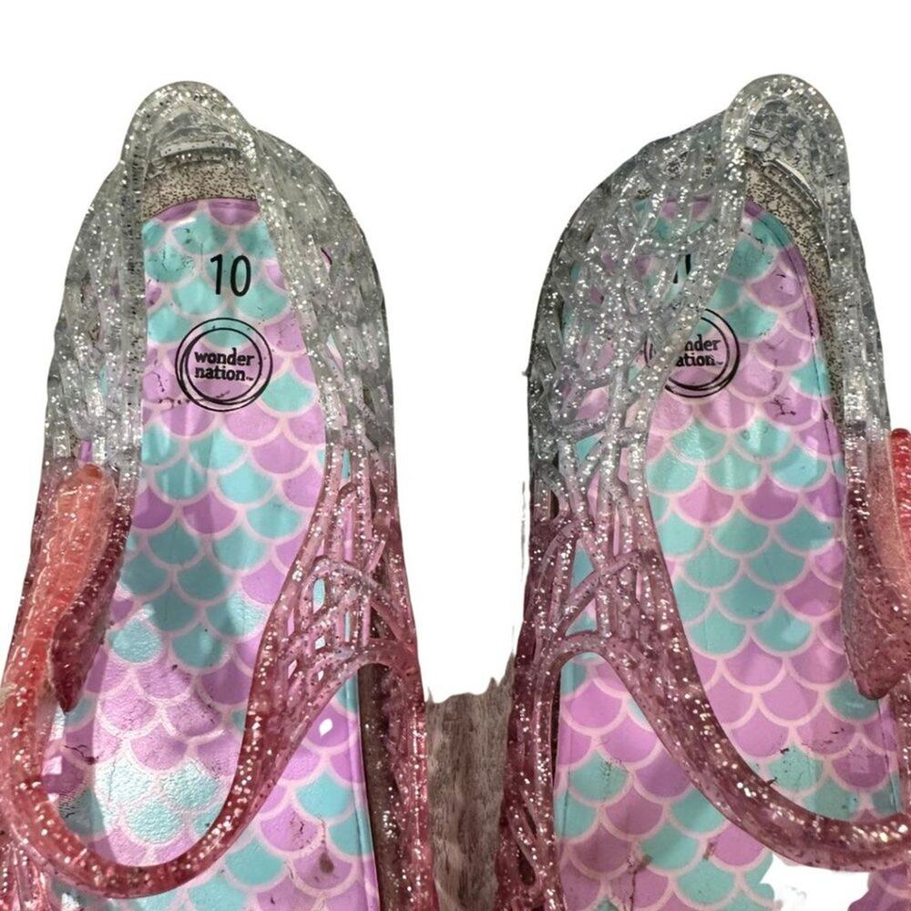 Wonder Nation Mermaid Mary-Jane Jelly Sandals Pink, Purple 10 - Picture 3 of 5